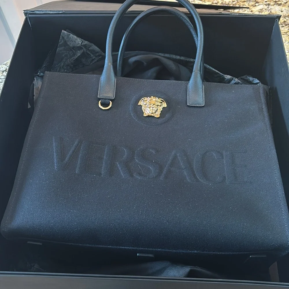 NWOT VERSACE La Medusa Large Canvas Tote Bag - Picture 5 of 5
